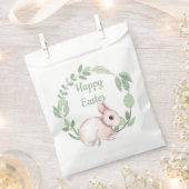 Happy Paaster Bunny Rabbit Sage Floral Wreath Bedankzakje (Geknipt)