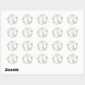 Happy Paaster Bunny Rabbit Sage Floral Wreath Ronde Sticker (Vel)