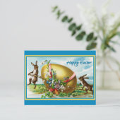 Happy Paaster Bunny Rabbits Easter Eggs Briefkaart (Staand voorkant)