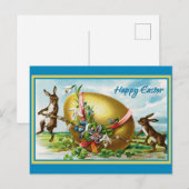 Happy Paaster Bunny Rabbits Easter Eggs Briefkaart (Voorkant / Achterkant)