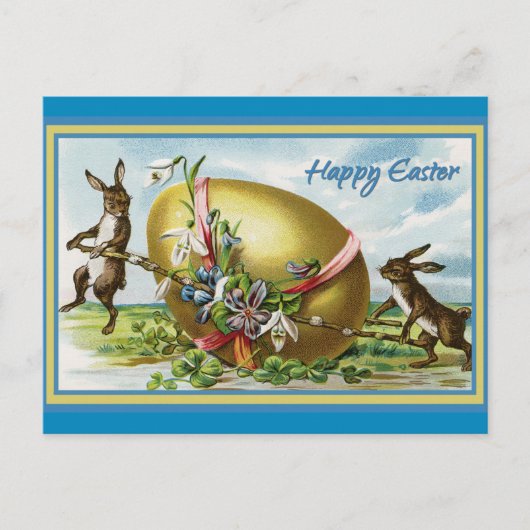 Happy Paaster Bunny Rabbits Easter Eggs Briefkaart (Voorkant)