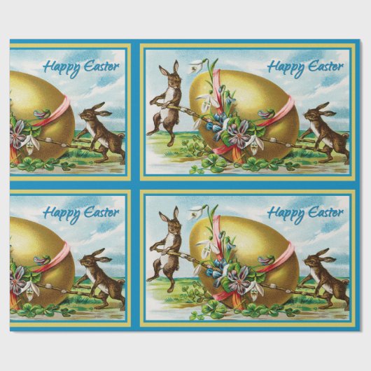Happy Paaster Bunny Rabbits Easter Eggs Cadeaupapier (Vlak)