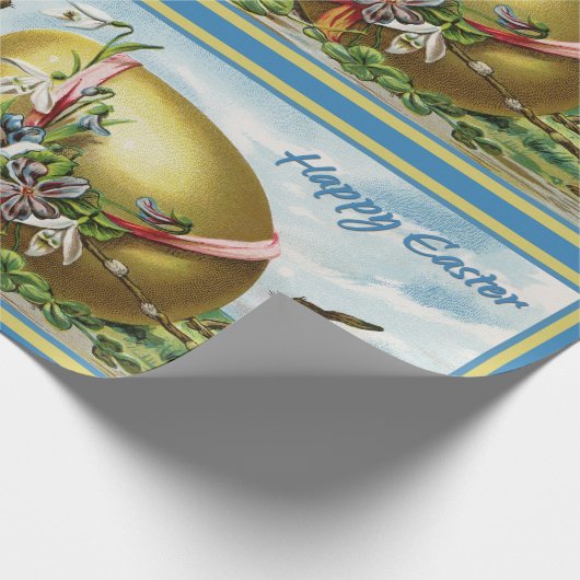 Happy Paaster Bunny Rabbits Easter Eggs Cadeaupapier (Hoek)