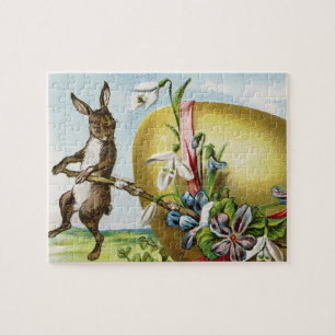 Happy Paaster Bunny Rabbits Easter Eggs Legpuzzel