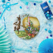 Happy Paaster Bunny Rabbits Easter Eggs Papieren Bordje (Feest)