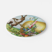 Happy Paaster Bunny Rabbits Easter Eggs Papieren Bordje (Gekanteld)