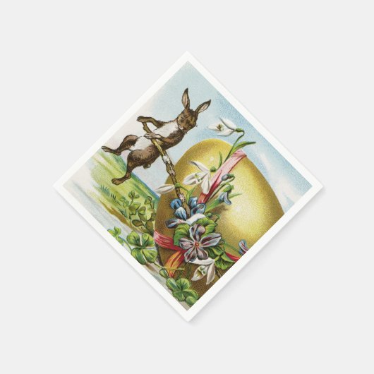  Happy Paaster Bunny Rabbits Easter Eggs Servet (Hoek)