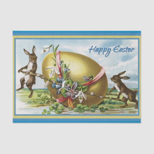  Happy Paaster Bunny Rabbits Easter Eggs Tissuepapier (Voorkant)