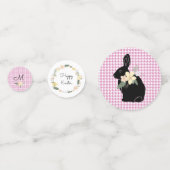 Happy Paaster Bunny Silhouette Flowers Houndstooth Confetti (Voorkanten)