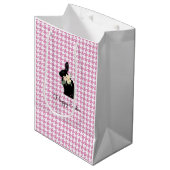 Happy Paaster Bunny Silhouette Flowers Houndstooth Medium Cadeauzakje (Voorkant Gekanteld)