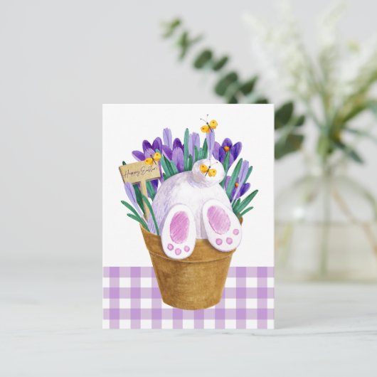 Happy Paaster Bunny Tail Briefkaart (Staand voorkant)