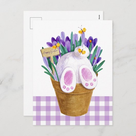 Happy Paaster Bunny Tail Briefkaart (Voorkant / Achterkant)