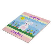 Happy Paaster Bunny Tile Trivet Decoration Tegeltje (Zijkant)