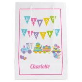 Happy Paaster Bunny Train Pink Medium Medium Cadeauzakje (Achterkant)