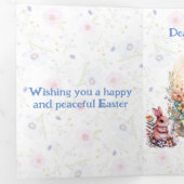 Happy Paaster Bunny Tulip Flower Spring Garden Cut Drieluik Wenskaart (Binnenzijde eerst)