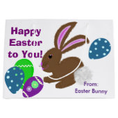 Happy Paaster Bunny Yellow Pink Chick Eggs Groot Cadeauzakje (Voorkant)