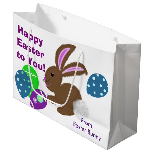 Happy Paaster Bunny Yellow Pink Chick Eggs Groot Cadeauzakje (Voorkant Gekanteld)