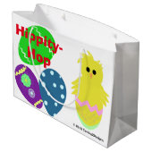Happy Paaster Bunny Yellow Pink Chick Eggs Large Cadeautasje (Achterkant Gekanteld)