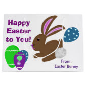 Happy Paaster Bunny Yellow Pink Green Chick Eggs Large Cadeautasje (Voorkant)