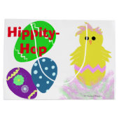 Happy Paaster Bunny Yellow Pink Green Chick Eggs Large Cadeautasje (Achterkant)