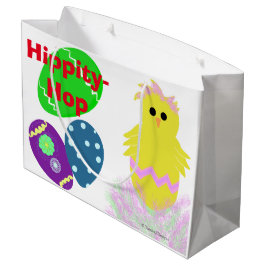 Happy Paaster Bunny Yellow Pink Green Chick Eggs Large Cadeautasje