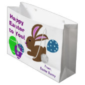 Happy Paaster Bunny Yellow Pink Green Chick Eggs Large Cadeautasje (Voorkant Gekanteld)