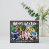 Happy Paaster Chalkboard foto Briefkaart (Staand voorkant)