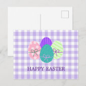 Happy Paaster Country Lavender Gingham Pattern Feestdagenkaart (Voorkant / Achterkant)