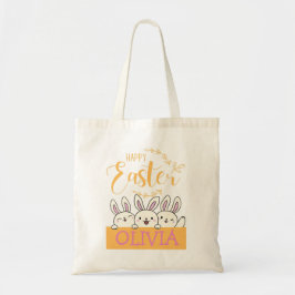 Happy Paaster Cute Bunny (aangepaste naam) Tote Bag
