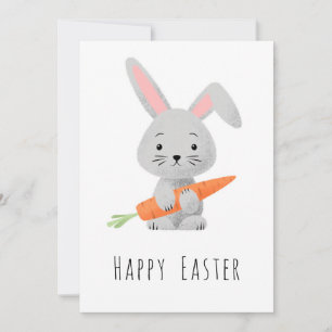 Happy Paaster Cute Bunny Carrot Holiday Card Feestdagenkaart
