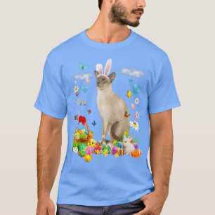Happy Paaster Cute Bunny Cat Tonkinese Eggs Basket T-shirt