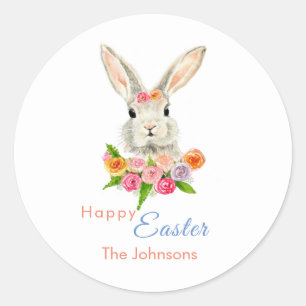 Happy Paaster Cute Bunny Classic Round Sticker