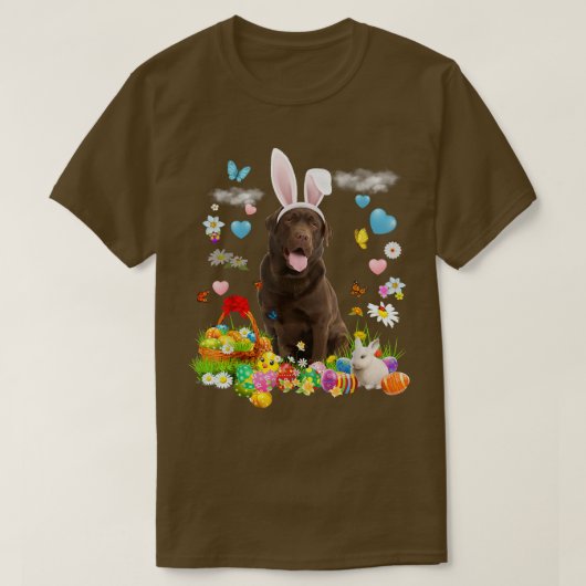 Happy Paaster Cute Bunny Dog Chocolate Lab Eggs Ba T-shirt (Design voorkant)