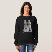 Happy Paaster Cute Bunny Dog Eggs Basket Mannen Vr Trui (Voorkant volledig)