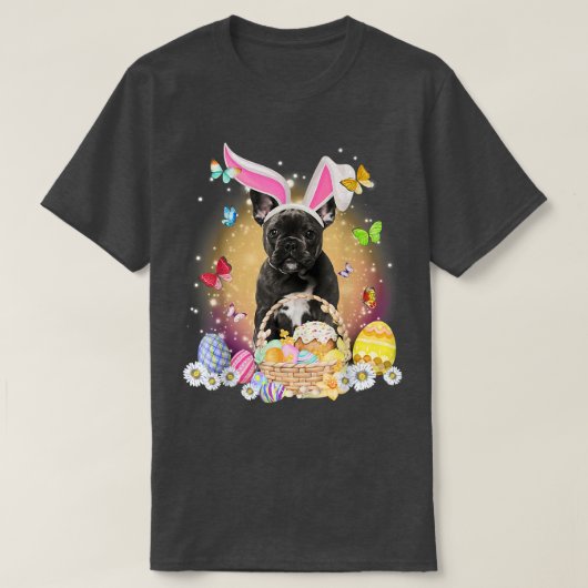 Happy Paaster Cute Bunny Dog French Eggs Basket Ea T-shirt (Design voorkant)