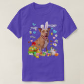 Happy Paaster Cute Bunny Dog Pitbull Eggs Basket F T-shirt (Design voorkant)