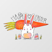 Happy Paaster Cute Bunny Holding Carrot Raamsticker (Vel)