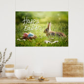 Happy Paaster Cute Bunny met Colorful Easter Poster (Keuken)
