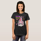 Happy Paaster Cute Bunny Rabbit met eieren T-shirt (Voorkant volledig)
