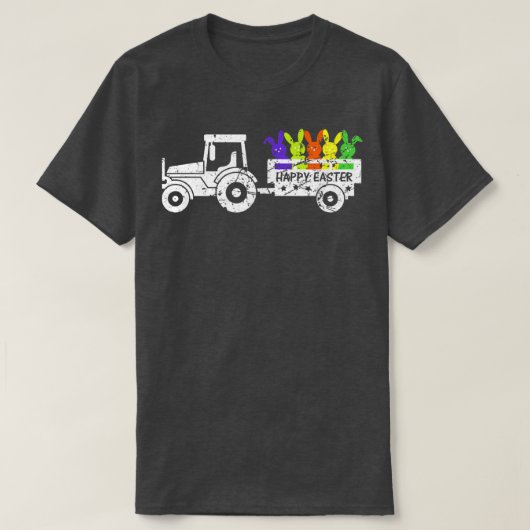 Happy Paaster Cute Easter Bunny Tractor  T-shirt (Design voorkant)