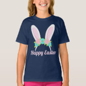 Happy Paaster Cute Pink Bunny Ears Girls T-shirt (Voorkant)