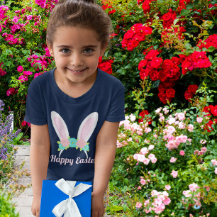 Happy Paaster Cute Pink Bunny Ears Girls T-shirt