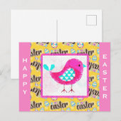 Happy Paaster Cute Pink Chick Briefkaart (Voorkant / Achterkant)