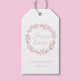 Happy Paaster Cute Pink Waterverf Pussy Willow Cadeaulabel