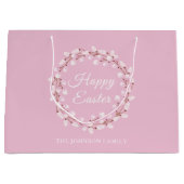 Happy Paaster Cute Pink Waterverf Pussy Willow Groot Cadeauzakje (Voorkant)