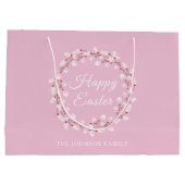 Happy Paaster Cute Pink Waterverf Pussy Willow Groot Cadeauzakje (Achterkant)