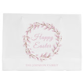 Happy Paaster Cute Pink Waterverf Pussy Willow Groot Cadeauzakje (Achterkant)