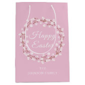 Happy Paaster Cute Pink Waterverf Pussy Willow Medium Cadeauzakje (Voorkant)