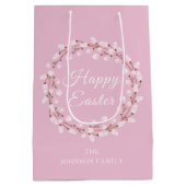 Happy Paaster Cute Pink Waterverf Pussy Willow Medium Cadeauzakje (Achterkant)