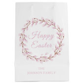 Happy Paaster Cute Pink Waterverf Pussy Willow Medium Cadeauzakje (Achterkant)